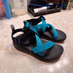 Chaco Blue and Black Sport Sandals with Adjustable Straps